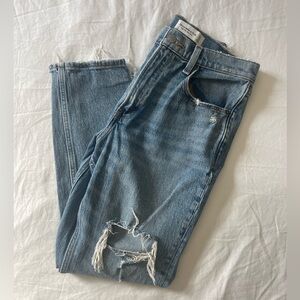 A&F Medium Wash High Rise Mom Jean